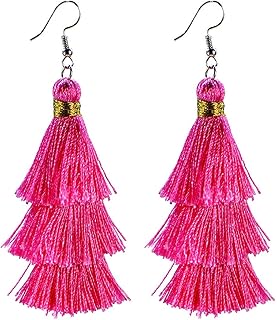 Fashion Charm Crystal Silk Tassel 3 Layers Fan Fringe Dangle Earrings designer costume jewelry
