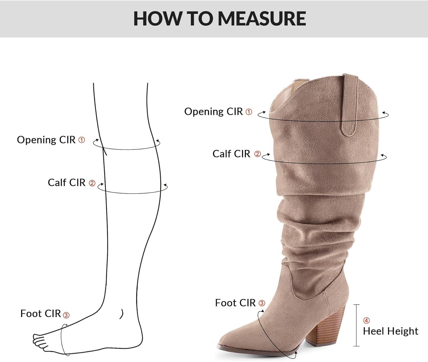 mysoft Women's Wide Calf Knee High Boots Cowgirl Low Chunky Stacked Heel Wide Width Pointed Toe Slouchy Tall Boots with Zippers