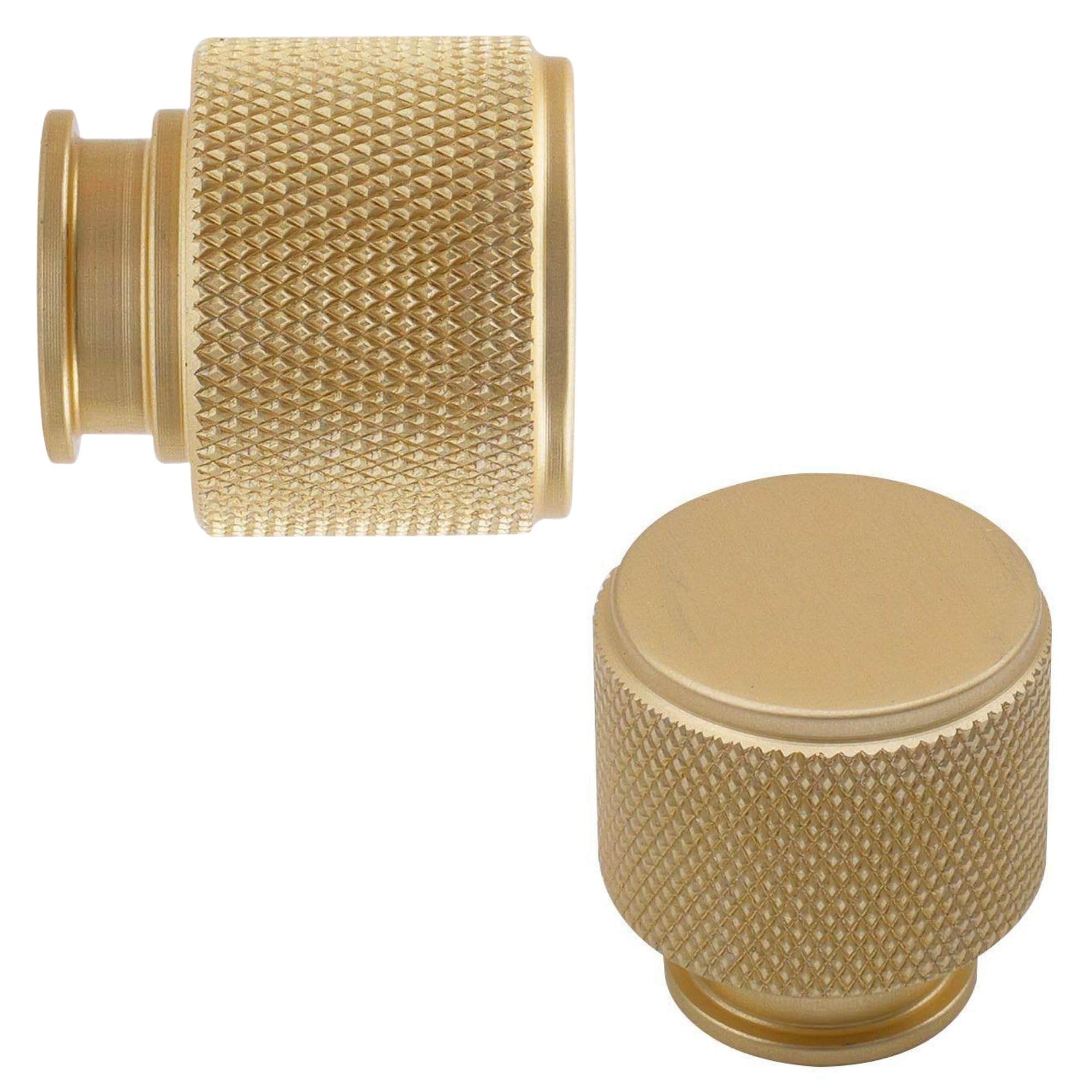 keypak 10 Pack Medium Brushed Brass Knurled Cabinet Knobs 25mm