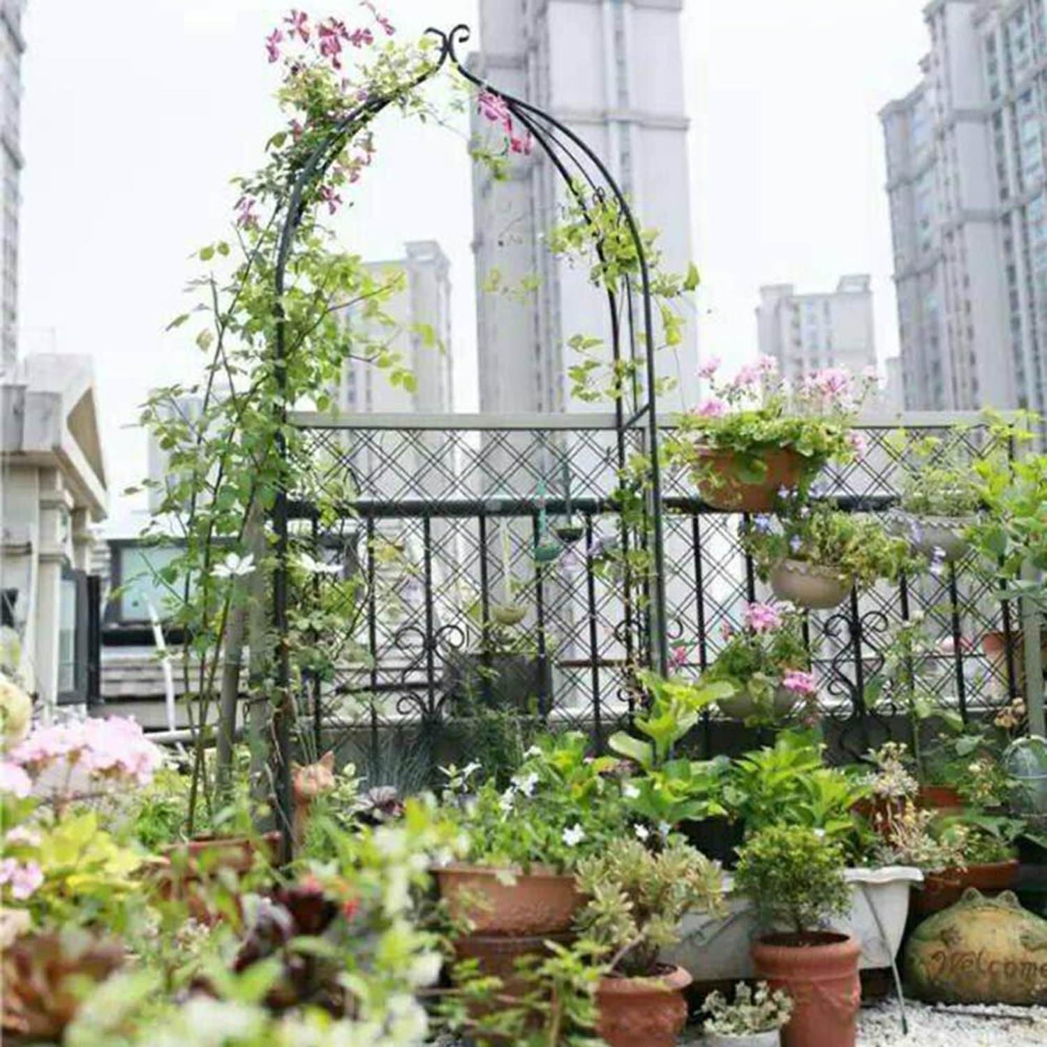 Arche de mariage en métal noir 2,1m et treillis de jardin connectable