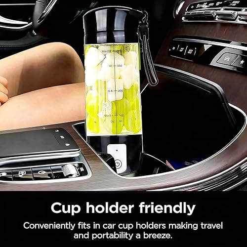 Miniatura 3 de Licuadora personal portátil, vaso exprimidor inalámbrico de 13 onzas, 6 cuchillas dentadas con filtro, recargable por USB y autolimpiante, ideal