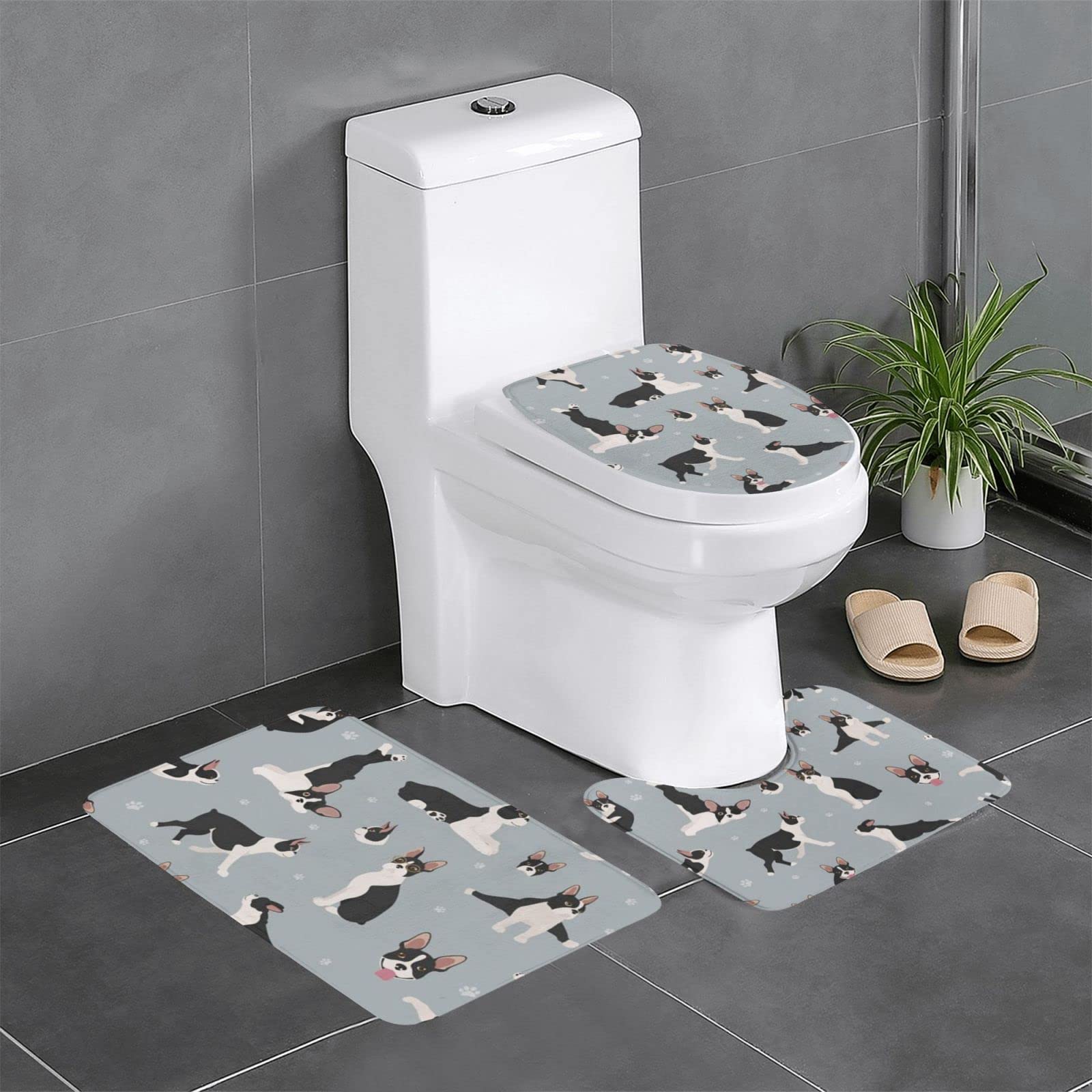 Tapis de bain antidérapant pour sécuriser la baignoire Boston Terrier en U