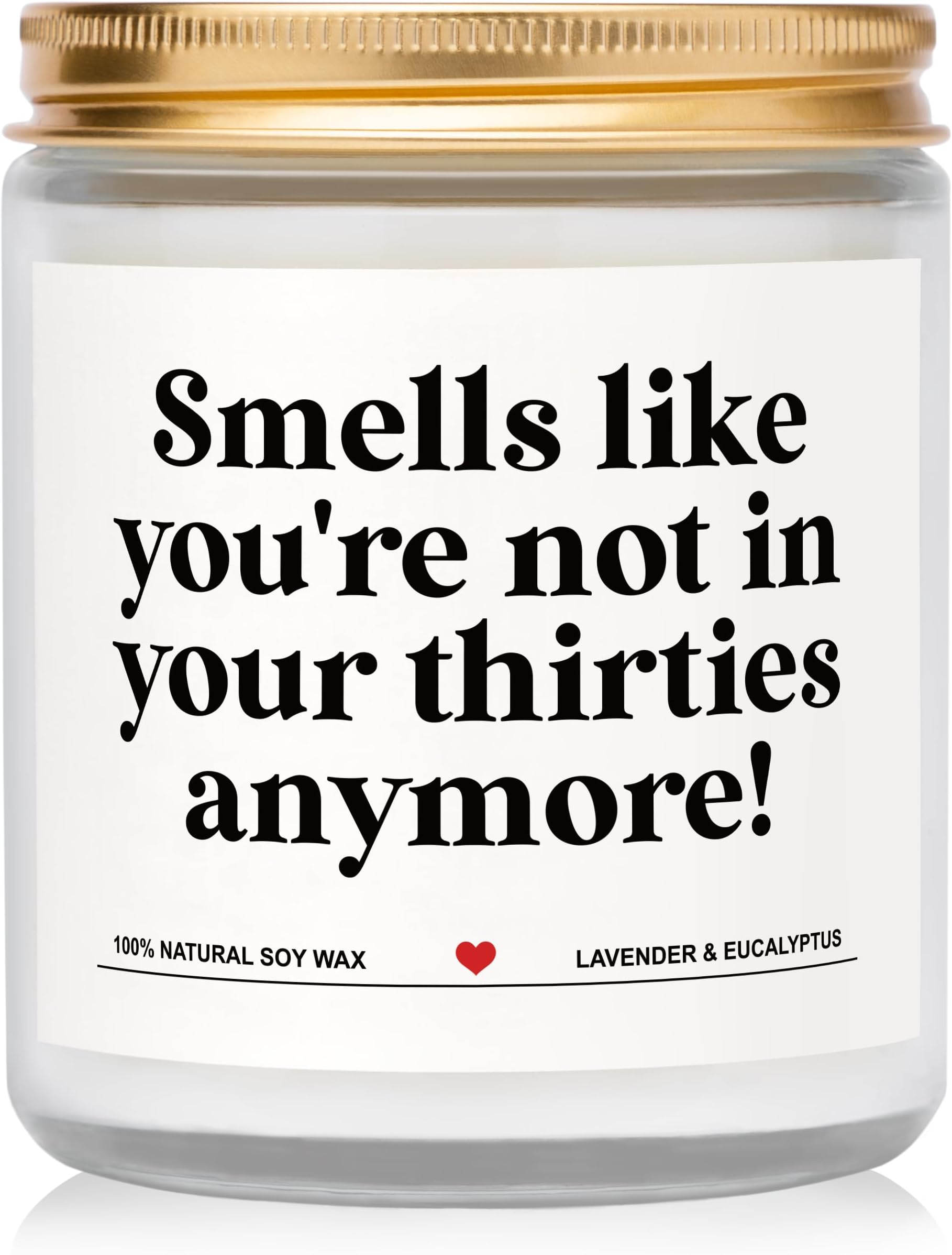 Gleevara 40th Birthday Gifts for Women Men Her Him, Funny 40 Birthday Gifts for People Turning 40 - Smells Like You're Not in Your Thrities Anymore - Handmade Lavender Scented Happy Birthday Candle
