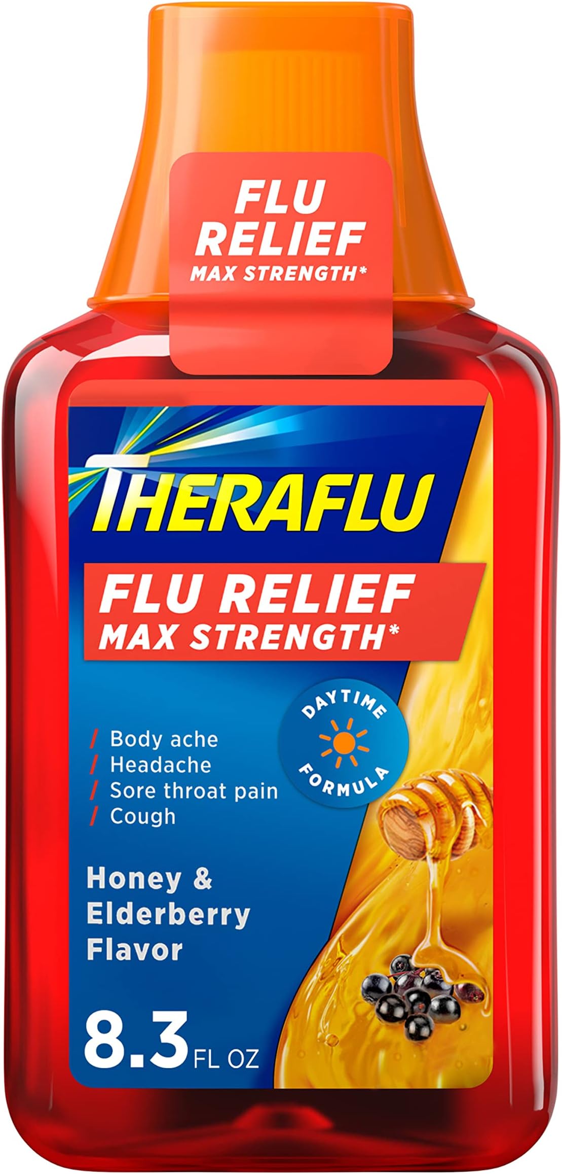 Theraflu Daytime Max Strength Flu Relief Syrup Honey and Elderberry