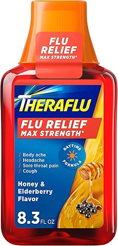 Theraflu Max Strength Jarabe de alivio de la gripe sabor a miel y saúco 83 onzas