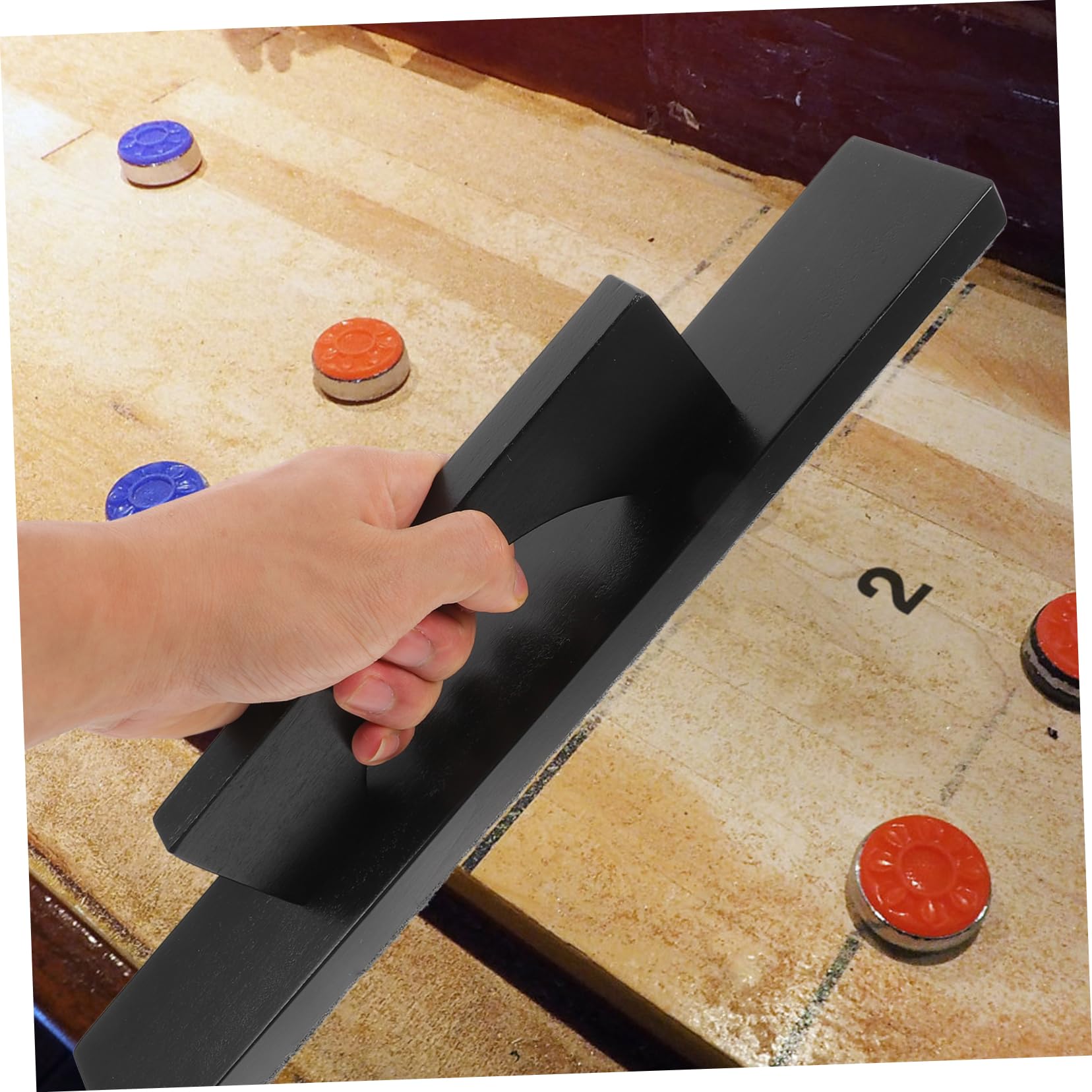 POPETPOP 2 Akcesoria do stołu shuffleboard szczotka do czyszczenia akcesoria gry w shuffleboard zaopatrzenie w z drewna gra w krążek hokeja piasek Drewno