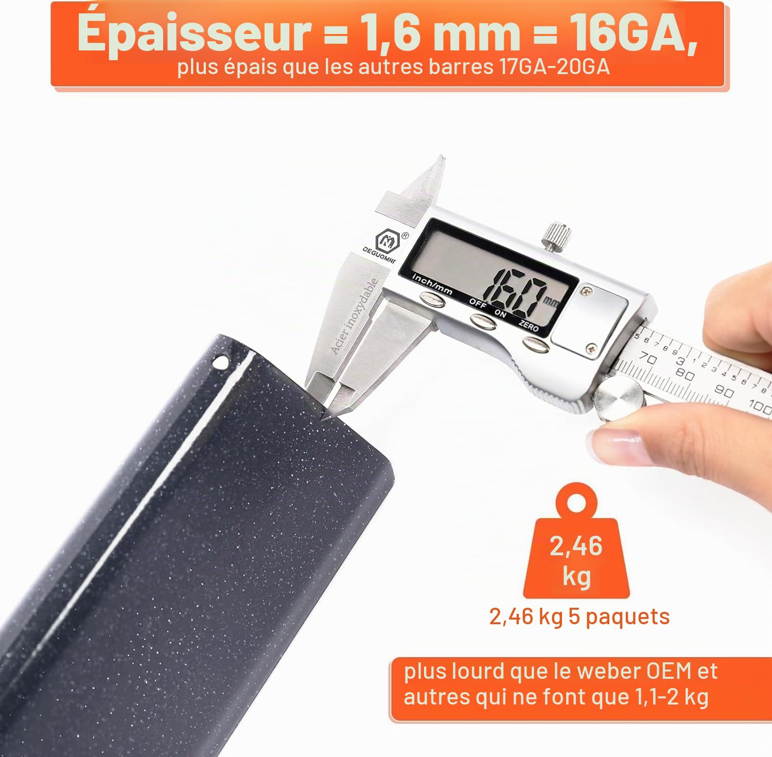 GFTIME Lot de 7 barres aromatisantes de 43,5 cm pour Weber Genesis II/LX 400, Genesis II E410, E435, S435 (modèles à partir de 2017) pour barbecues à gaz Weber 66033/66796