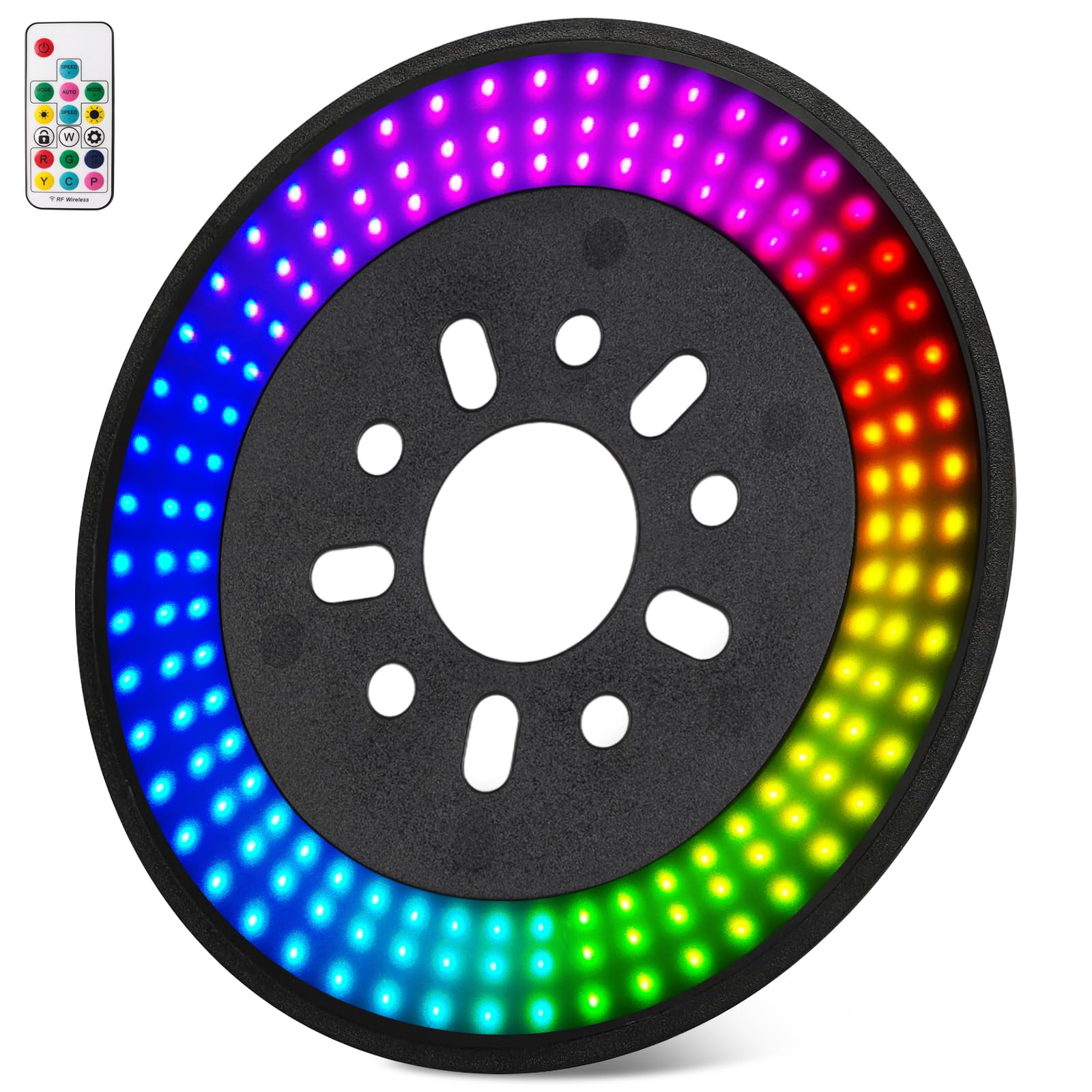 NKCELL POWER RGB Spare Tire Brake LED Light for Jeep Wrangler 2007-2018 JK JKU & 2018+ JL JLU, RGB Running Light + Red 3rd Third Brake Light LED Wheel Light High Mount Rear Tail Stop Light Accessories