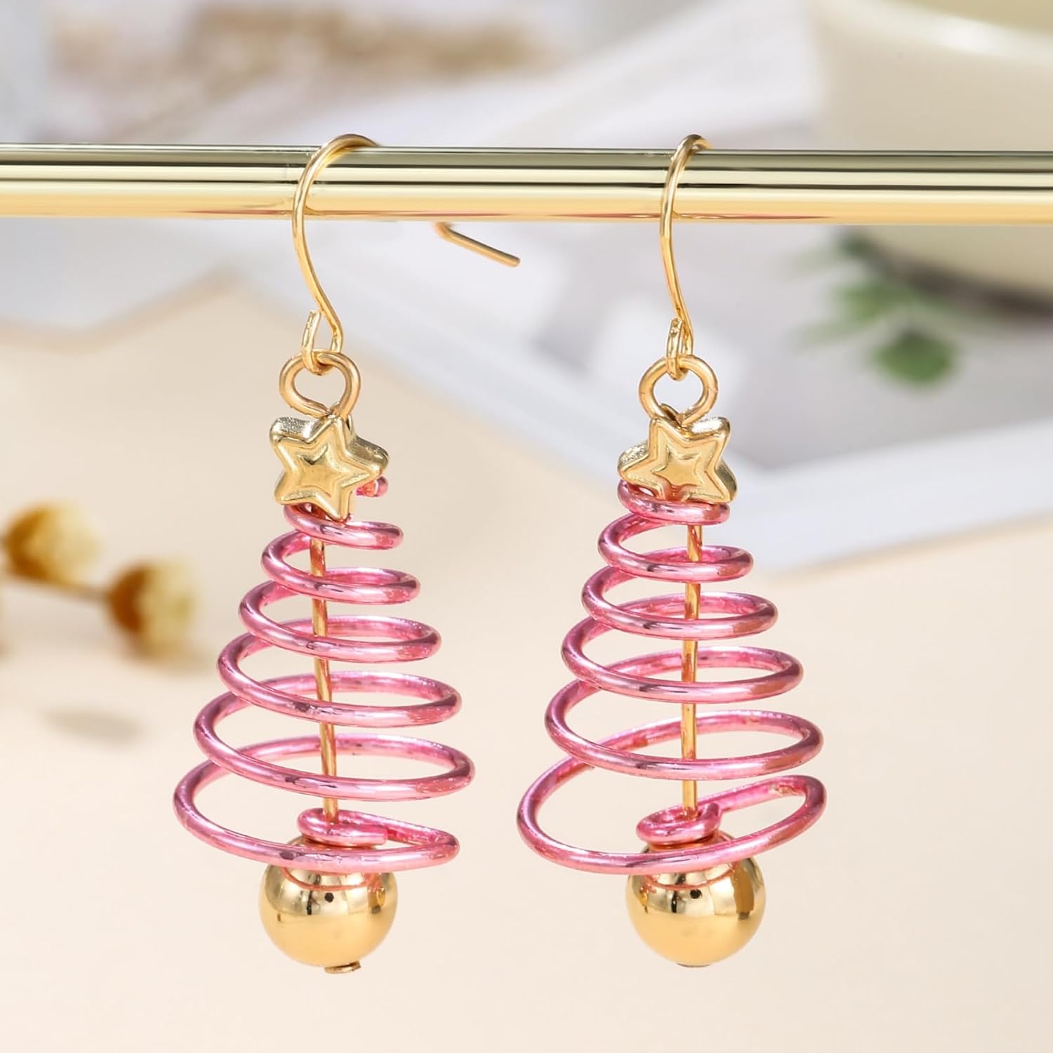 Christmas Tree Earrings for Women Vintage Stars Swirl Earrings Colourful Fluorescence Christmas Drop Dangle Earrings Xmas Party Birthday Fashion Jewelry - Image 4