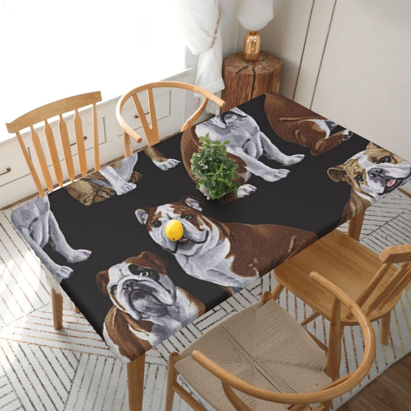 BNVSADC English Bulldogs Printed 5FT Tablecloth Polyester Kitchen Water Resistant Table Cloth Dining Table Decoration Table Covers, 152x76 CM