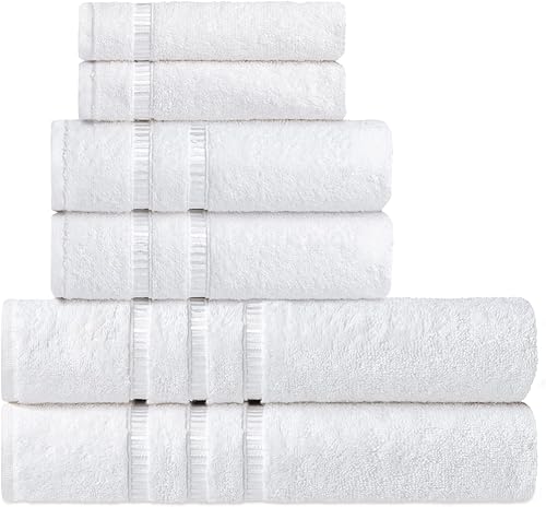 COTTONIA Juego de 6 toallas de baño 2 toallas de mano 2 toallas de baño 2 toallas de baño 100 algodón turco calidad de hotel spa súper suave y