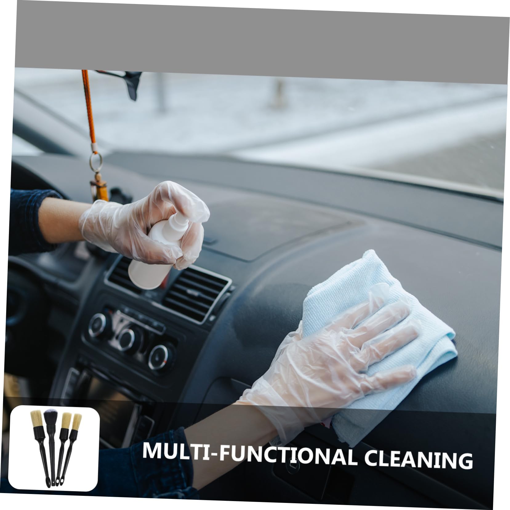 MAGICLULU 5 Juegos Cepillo de Detalles para el Cabello de jabalí Cepillo Lavado Coche Cepillo para Detalles de Coches Cepillo para Detalles del Interior del Coche Cepillo de Limpieza AbS