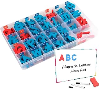 Juego de 208 Letras magnéticas del Alfabeto, Letras magnéticas de Tacto Suave con vocales Rojas y consonantes Azules, Juego de imanes educativos del Alfabeto para ortografía y Aprendizaje de vocabul