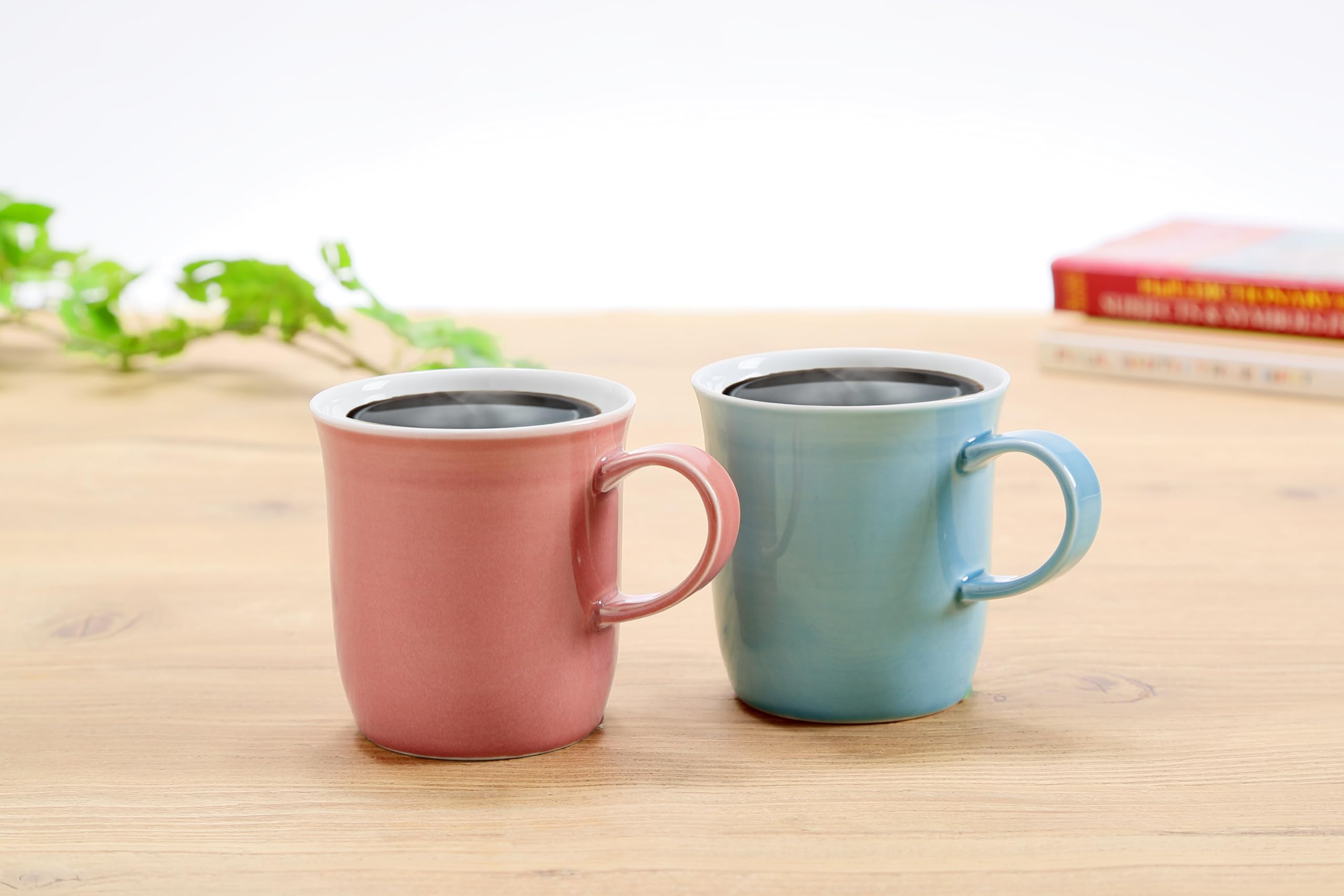 陶器製カップ2個セット Amazon.co.jp: 暮らしの彩り 美濃焼 ゆとりマグ 2柄セット 赤 青