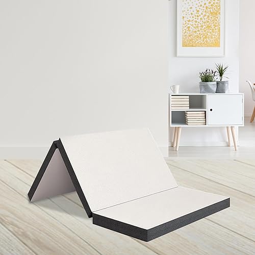 Colchón plegable de espuma viscoelástica tamaño individual, colchón triple de 3 pulgadas, colchón de piso individual con funda lavable, certificado