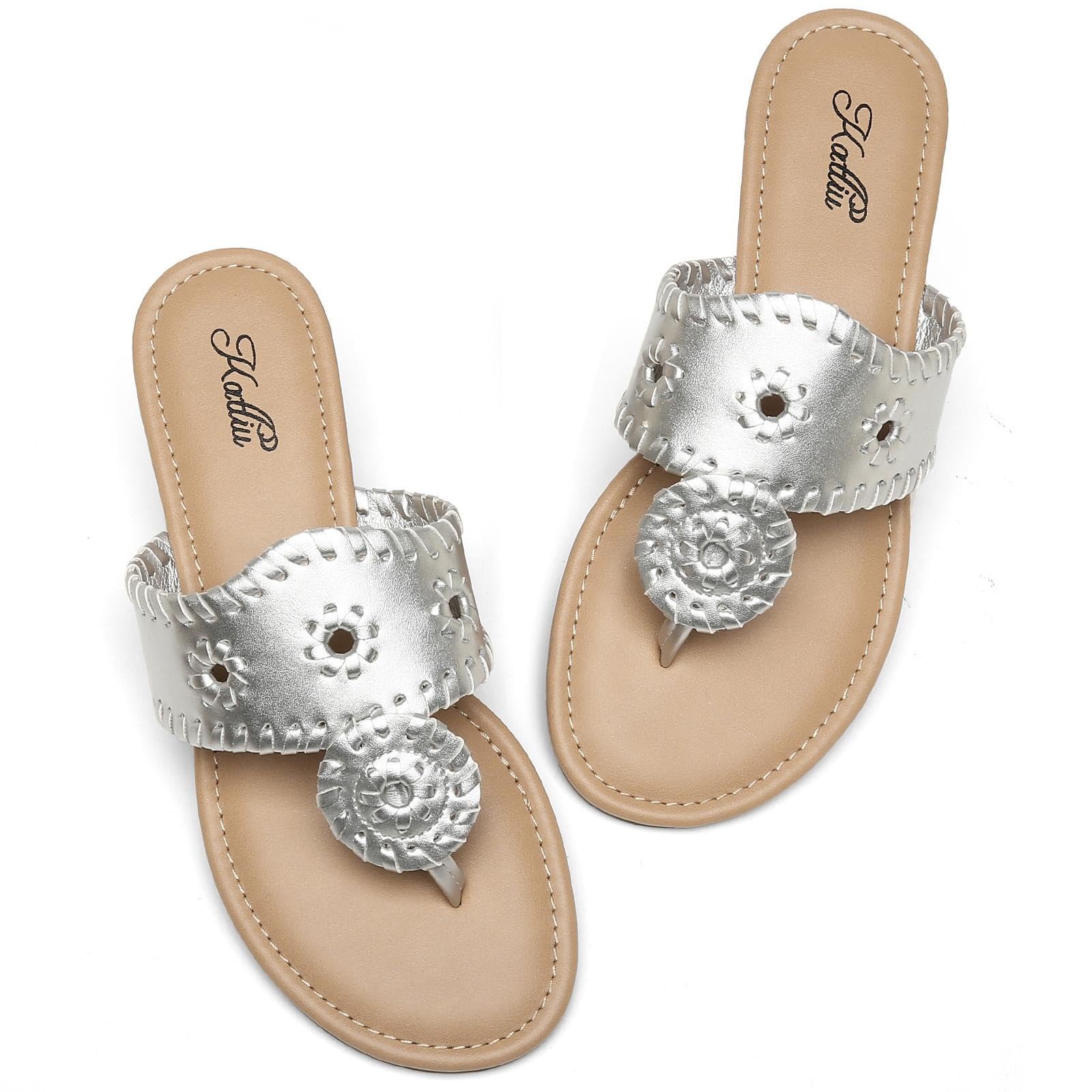 katliu Damen Sandalen mit Zehentrenner Design, modische leichte Sommer Sandalen mit rutschfester Sohle, bequeme Freizeitschuhe für Alltag und Urlaub 36-42