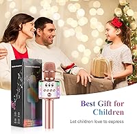 Vista 5 de Micrófono para niños, micrófono inalámbrico Bluetooth Kussla con luces LED, máquina de karaoke para niños, niñas y niños, juguete y regalo para 2