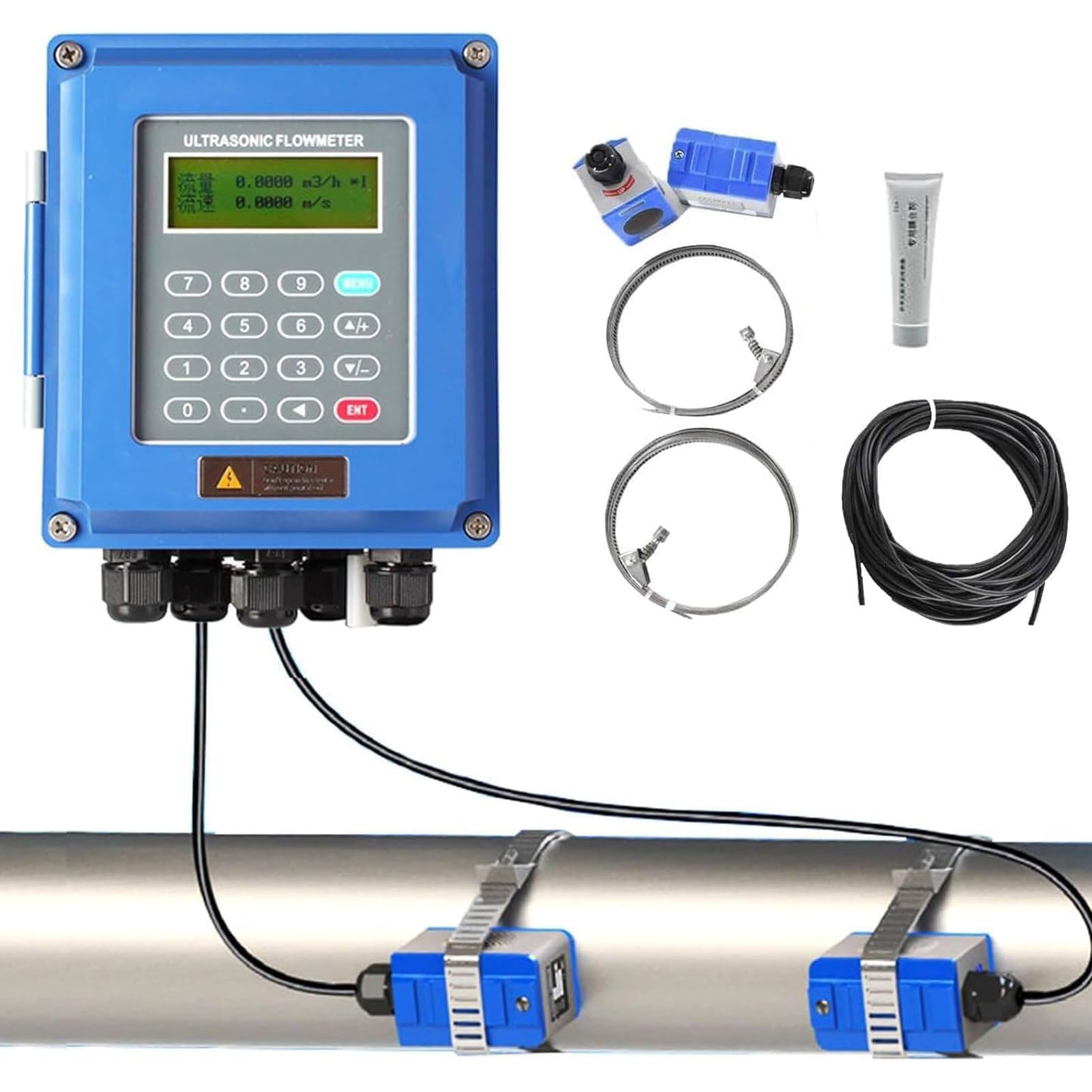 Medidor De Caudal Ultrasónico Portátil, Caudalímetro De Abrazadera, SMT Totalmente Automático, Sin Necesidad de Perforar Tuberías, Instalación en Superficie, Alto Rendimiento, para Aceite y Alcohol