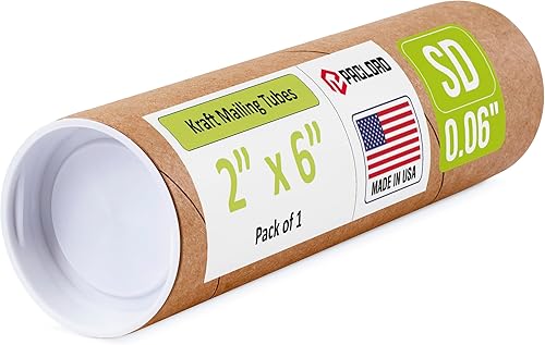 Miniatura 128 de Tubo de correo de papel kraft reforzado de 2 x 36 pulgadas, paquete de 1 tubo con 2 tapas, tubo seguro aprobado por USPS para pósteres, tubo