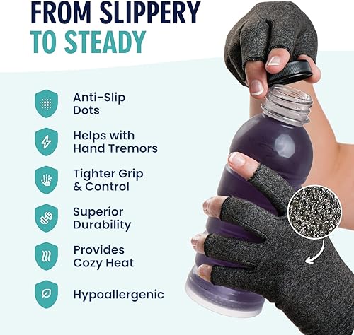 Miniatura 34 de Dr. Frederick's Original Grippy - Guantes de artritis para mujeres y hombres, guantes de compresión antideslizantes para aliviar el dolor