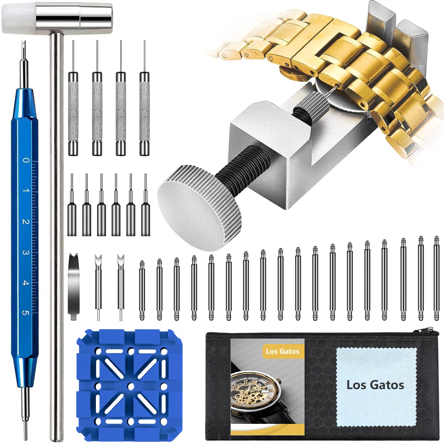 Uhrenarmband Werkzeug Set Uhrmacherwerkzeug Set: Uhrenwerkzeug zum Einstellen und Ersetzen des Uhrenarmband mit Benutzerhandbuch, Riemenstiften, Federstange und Stiftausdrücker