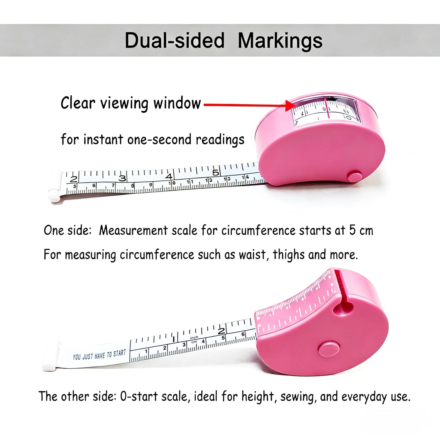 Perfect Body Measuring Tape-60 Inch Automatic Telescopic Tape Measure-Dual-use Retractable Tape Measure for Body :Waist Hip Bust Arms Height Muscle Building Weight Loss and More (Pink)