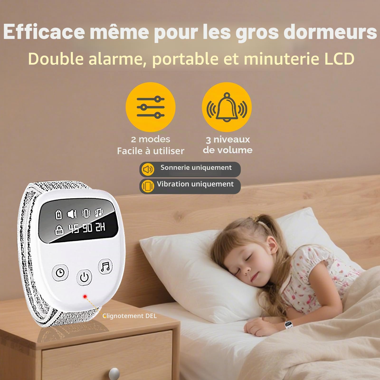Alarme d'énurésie nocturne sans fil pour enfants et adultes, alarme d'énurésie au lit rechargeable pour enfants, dispositif d'apprentissage de la propreté nocturne pour garçons et filles, dispositif