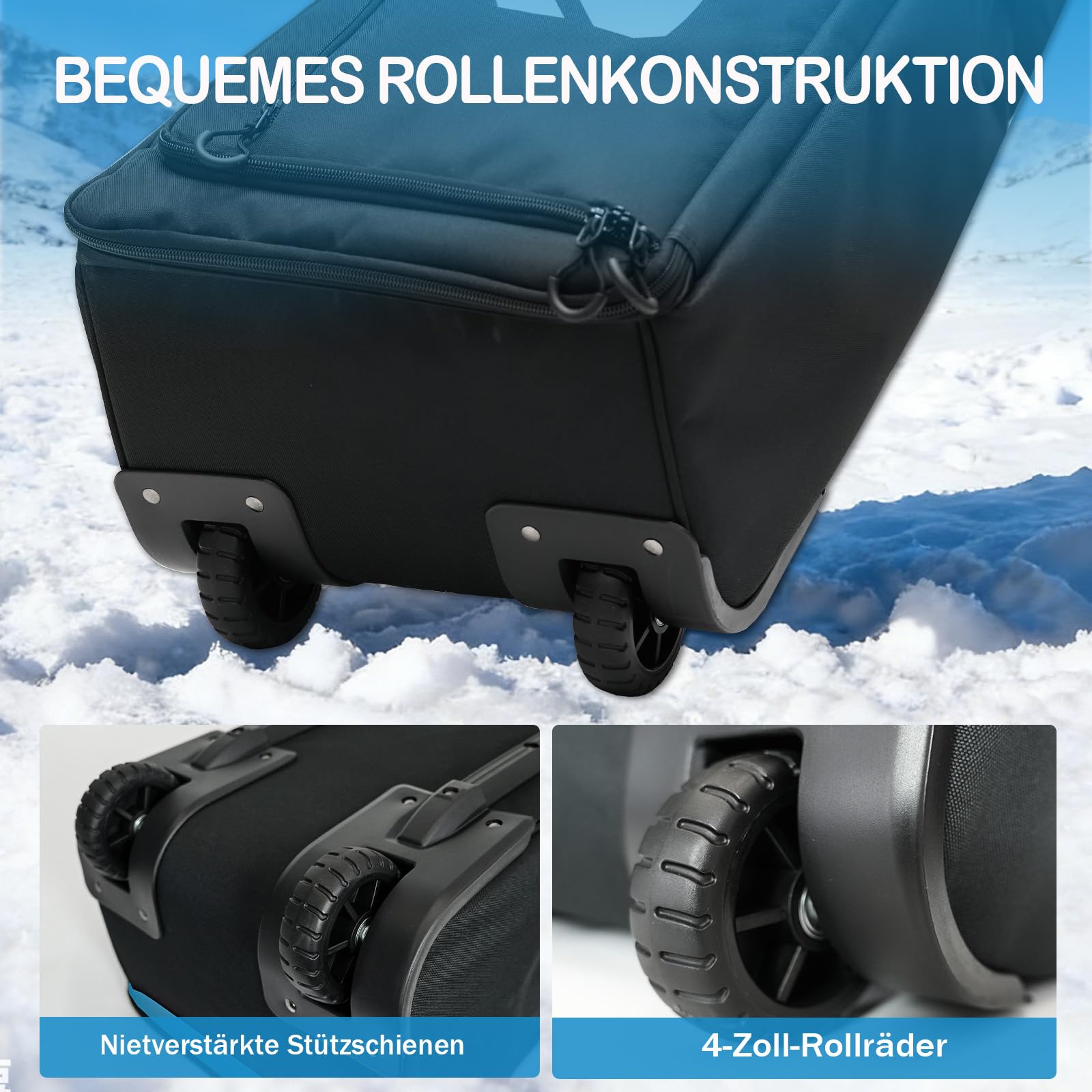 AUMTISC Bolsa de Snowboard con Ruedas Acolchada para Esquís 165-175 cm