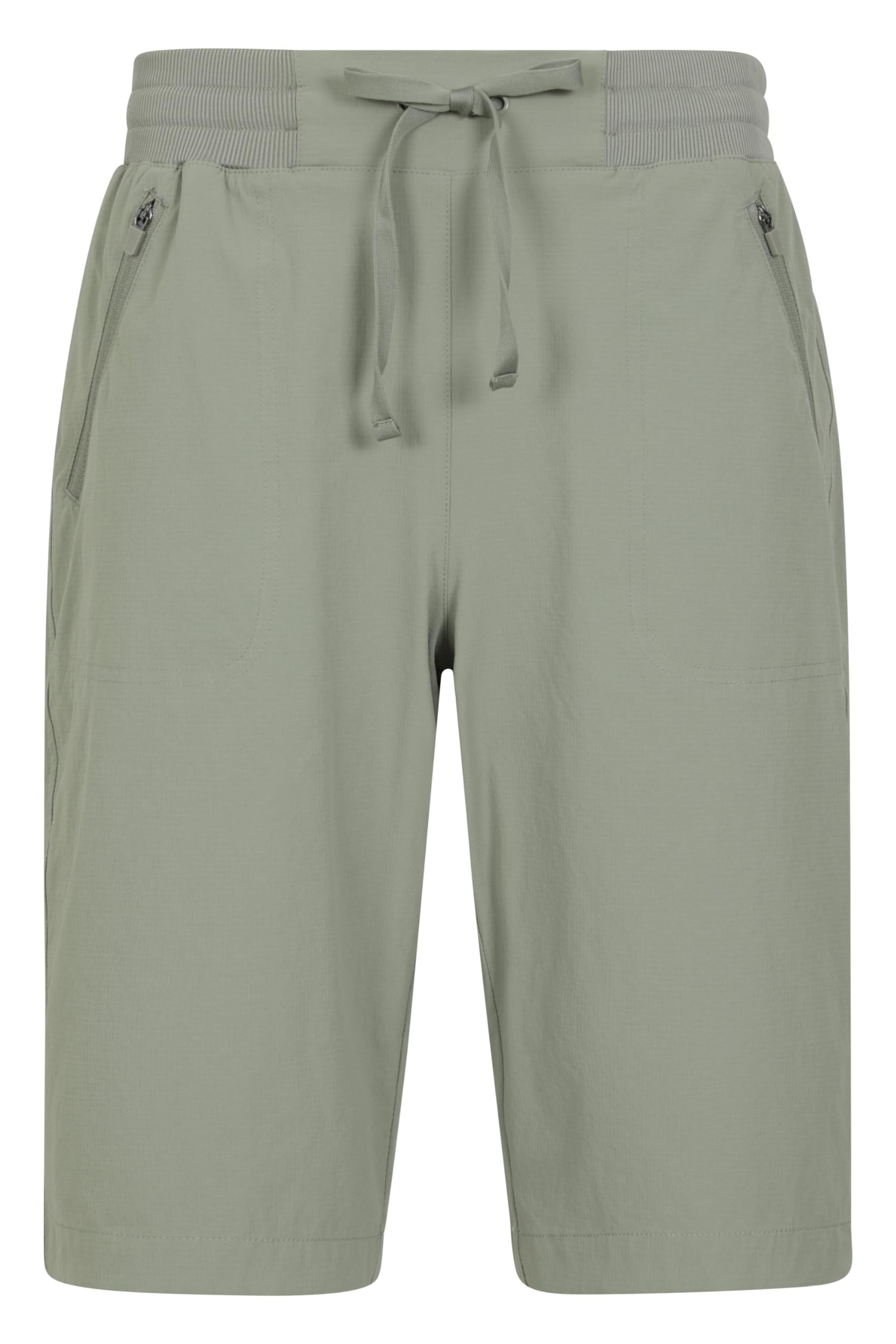 Mountain Warehouse Women's Khaki (Long) Explorer Shorts - Zipped Pockets Short Trousers, Drawcord Pants, Lightweight -For Outdoors, Hiking Khaki Size 8