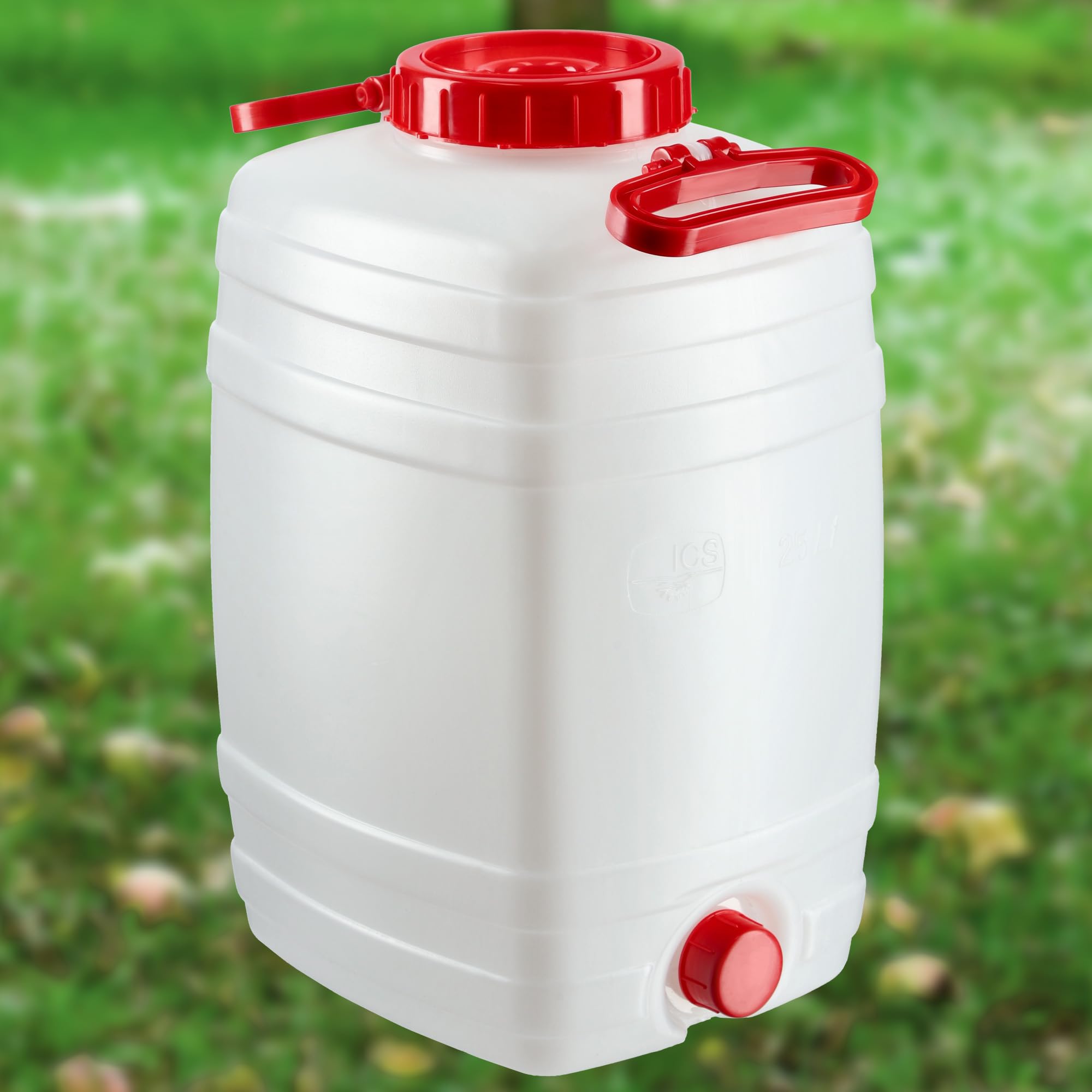 KADAX Bidón de agua, barril para bebidas de plástico, bidón de agua potable, depósito de agua con grifo, recipiente de agua, bidón para bebidas con junta de goma (25 L, blanco)