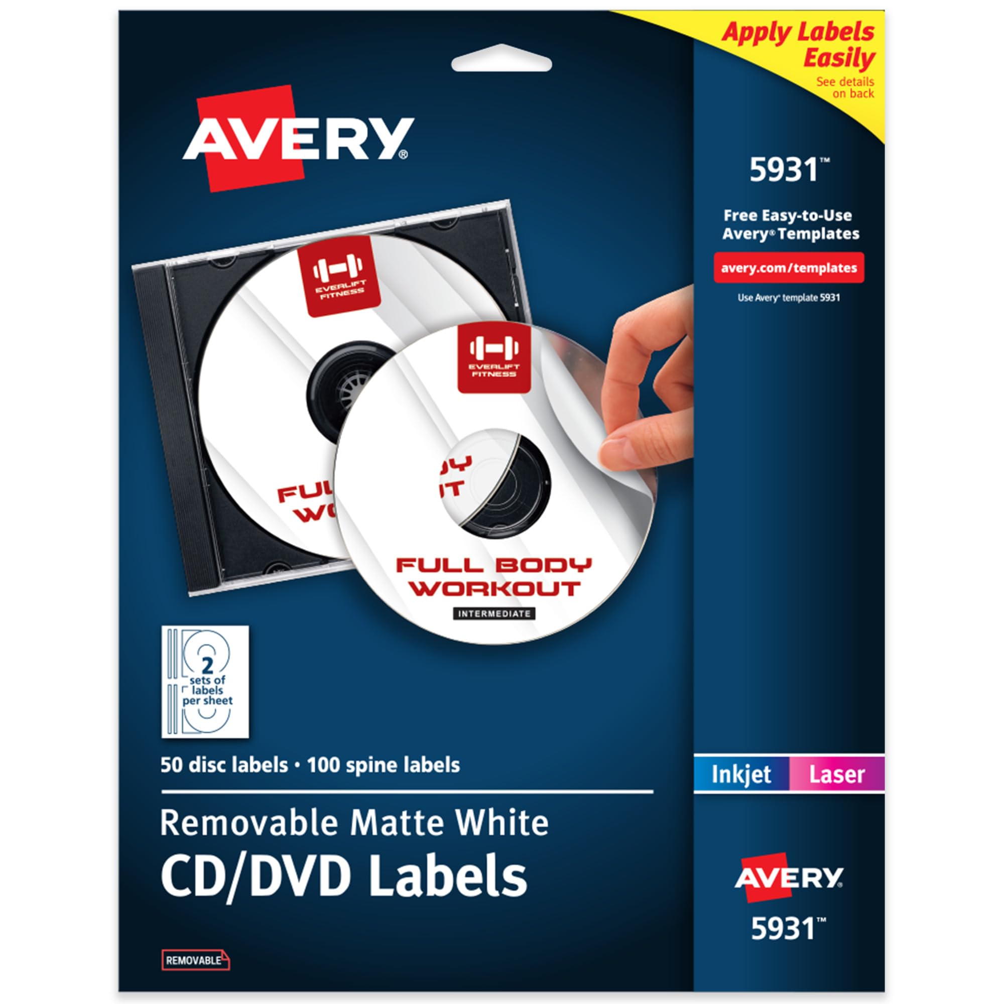 Avery 5931 Bianco 50pezzo(i) Etichetta autoadesiva