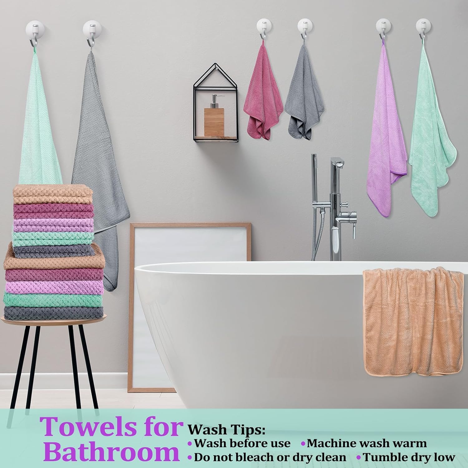 Mixweer 20 Pcs Bath Towel and Washcloths Set for Bathroom Includes 5 Bath Towels 5 Hand Towels 10 Washcloths, Soft Coral Velvet Absorbent Quick Dry for Sports Shower Hotel Spa(Rich Color)