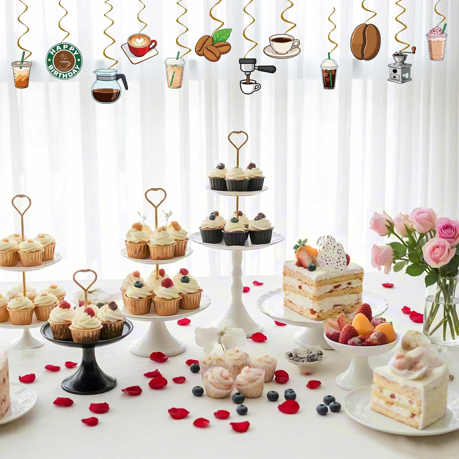 Coffee Birthday Party Decorations, Ceiling Streamers, 24pcs Party Streamers image 5