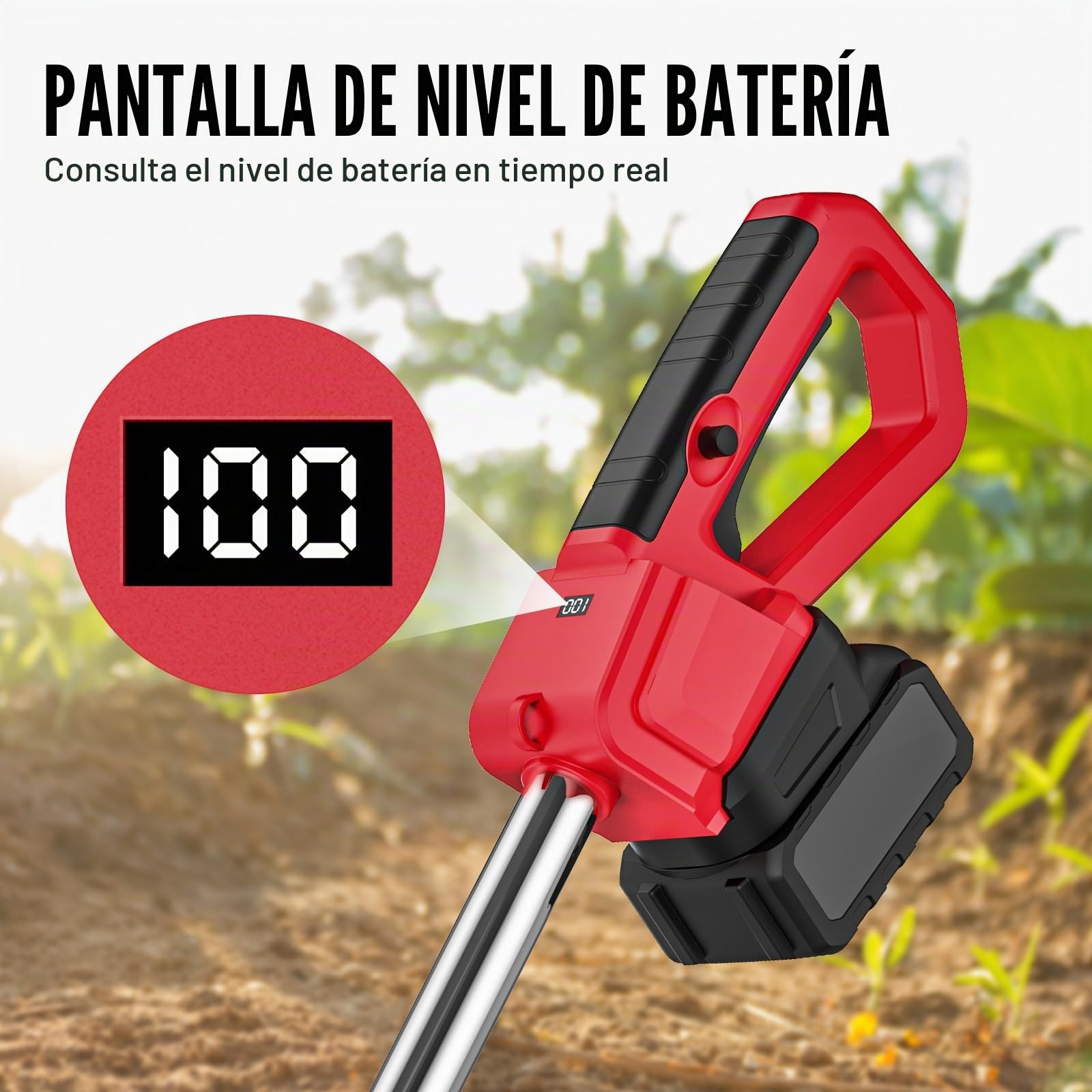 Motoazada Electrica 500W,Motoazada Batería Inalámbrica con 2 baterías,Doble Rueda y 4 Cuchillas Ancho de Trabajo de 30 cm Profundidad de 22 cm Indicador de Carga Cultivador de Jardín