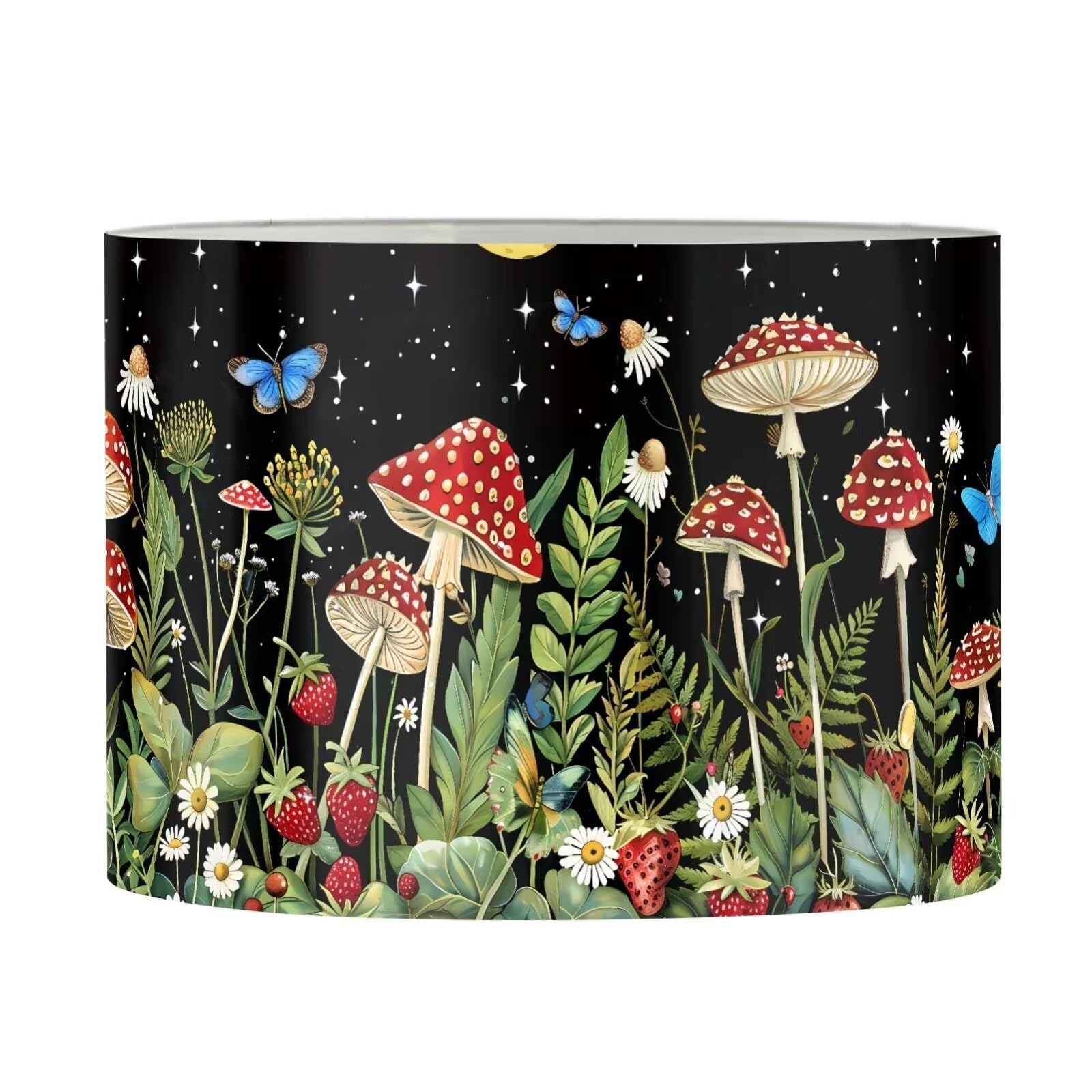 FANCOSAN Mushroom Drum Lampshade-Home Decorative Butterfly Handmade Desk Lamp Shade with Spider M — image 1