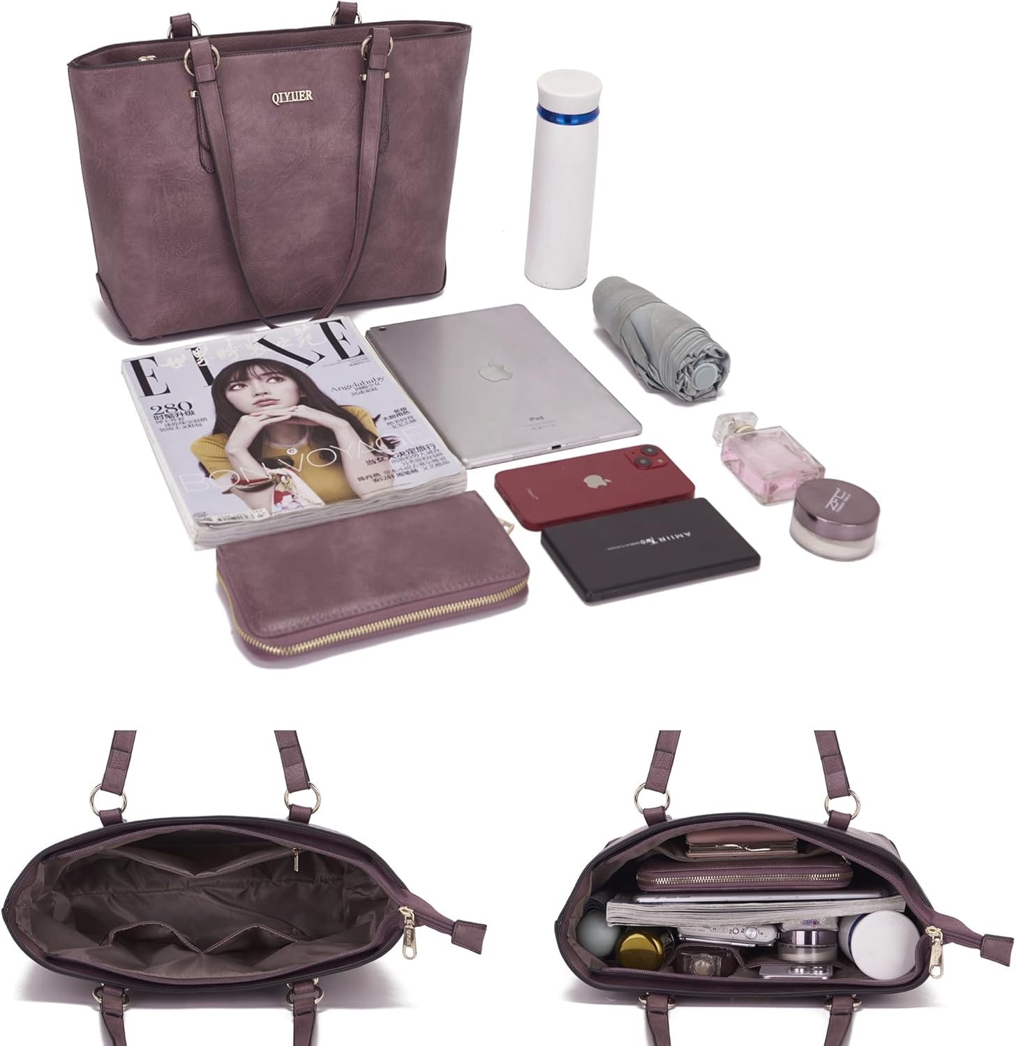 Qiyuer Women Purses Handbags Wallet Sets Shoulder Bags Top Handle Satchel Tote Purse Work Bag Set With Matching Wallet 3pcs
