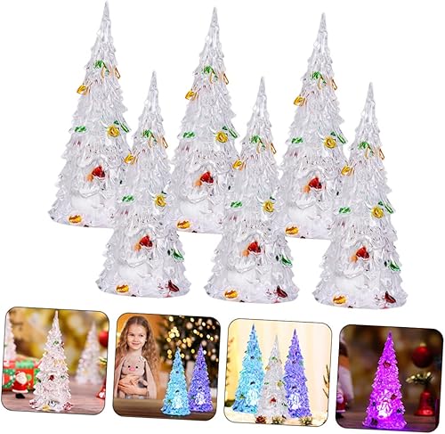 Miniatura 5 de 18 piezas de árboles de pulgadas con luz LED pequeña estatuilla de sala de fiesta, adornos artificiales, decoración nocturna, vacaciones, hogar,