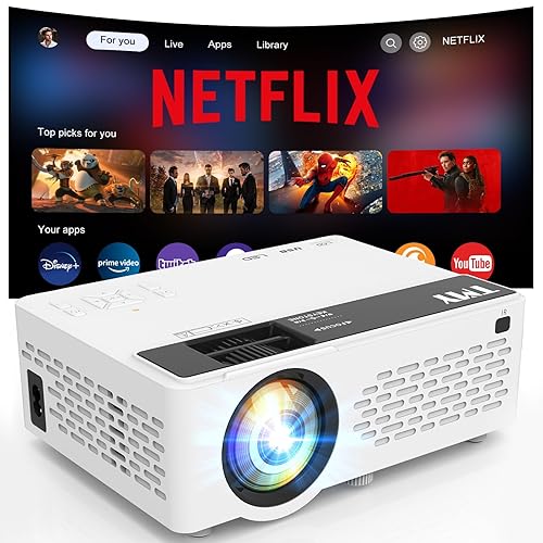 【Netflix-Officially-Licensed】TMY Mini Projector with WiFi and bluetooth, 1080P Full HD Portable Projector, Movie Projector Compatible with TV Stick Smartphone/HDMI/USB, indoor & outdoor use - with Apps