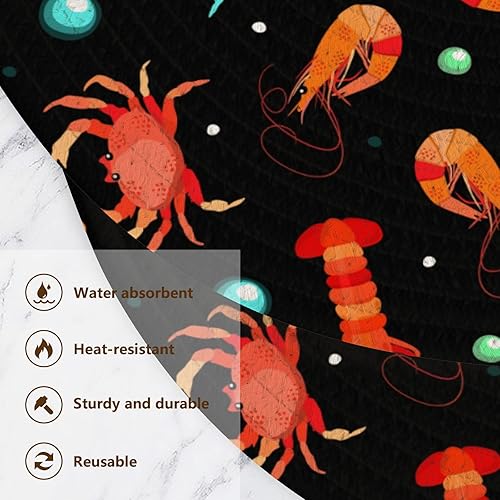 Miniatura 3 de 3 Pcs Hot Pad Trivet Sea Animals Lobster Crab for Hot Pots and Pans 15in Cotton Thread Weave Hot Bowl Holder for Instant Pot Kitchen Gadgets
