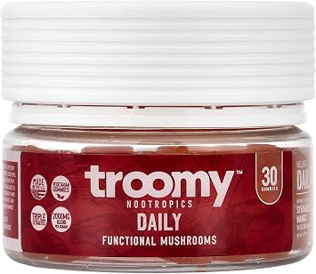 Troomy Daily 14 Mushroom Blend Gummies - Strawberry Mango, 30 Count | Reishi, Cordyceps, Lions Mane and Chaga in Every Gummy, Triple-Extracted, Vegetarian and Gluten-Free, Made in USA