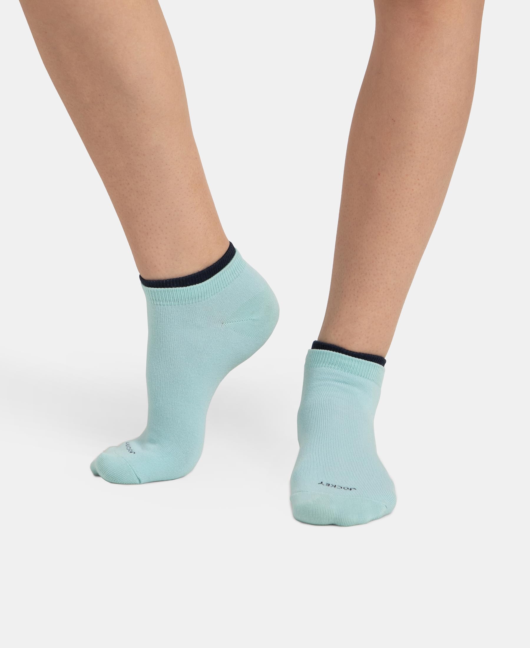 Jockey 7491 Women's Compact Cotton Stretch Solid Low Show Socks with Stay Fresh Treatment (Pack of 2)_Pastel Turquoise & Navy_FREE SIZE - Image 5 thumbnail