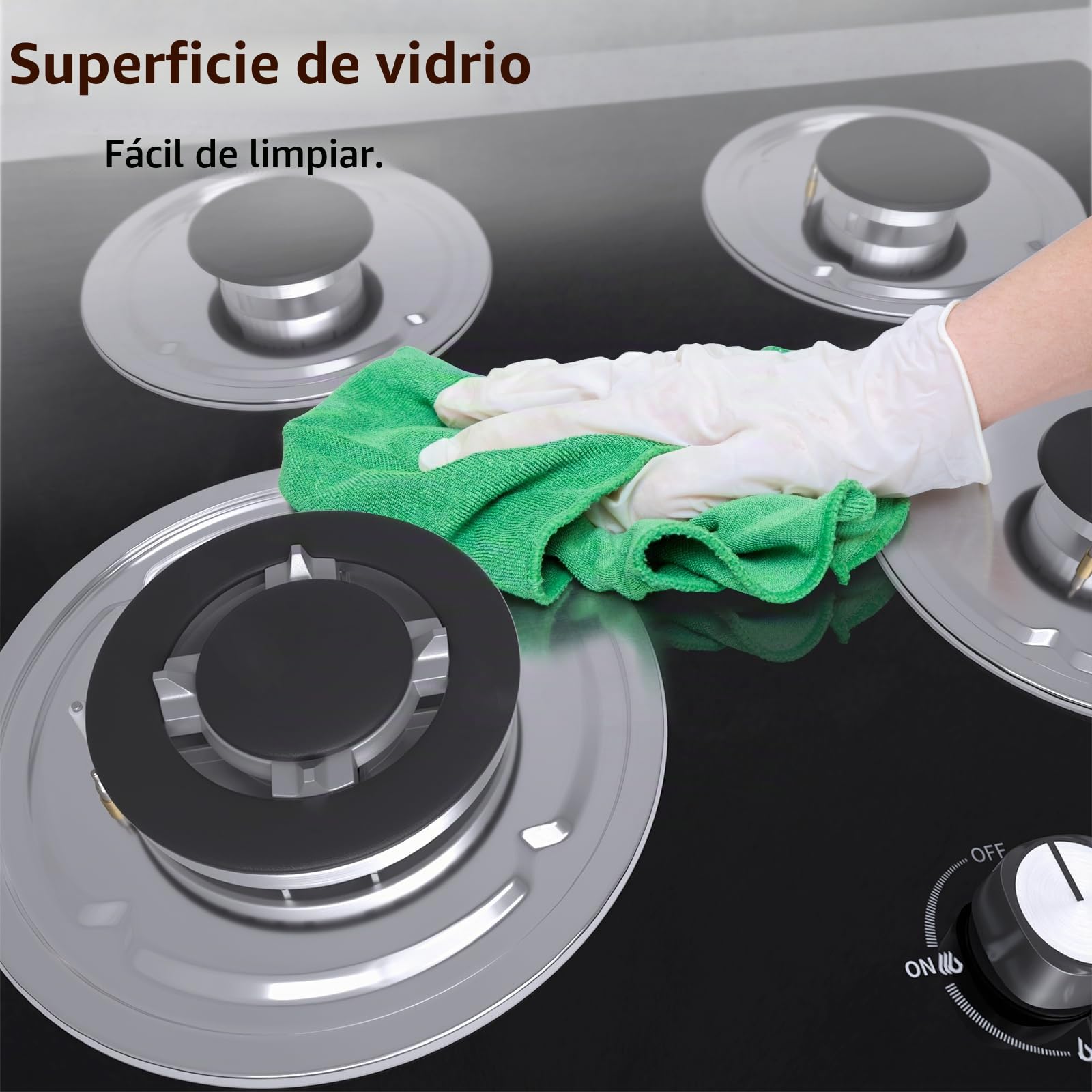 IsEasy Placa de Gas 4 Fuegos Negro, Encimera de Gas Butano/Natural/Propano,7800W, 60 cm