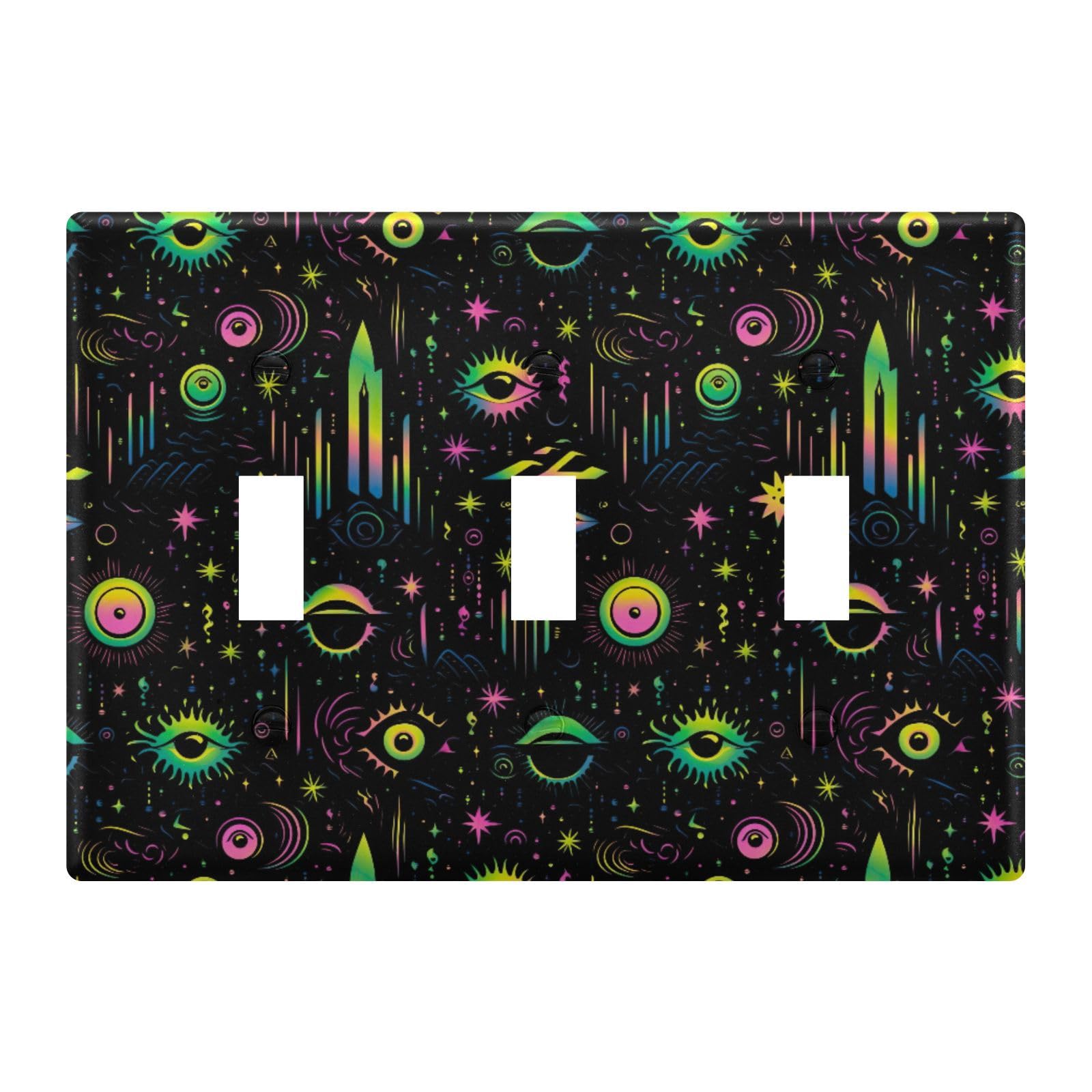 Light Switch Cover Eyes Mandala Wall Plates for Electrical Outlets 3 Gang 202a8662