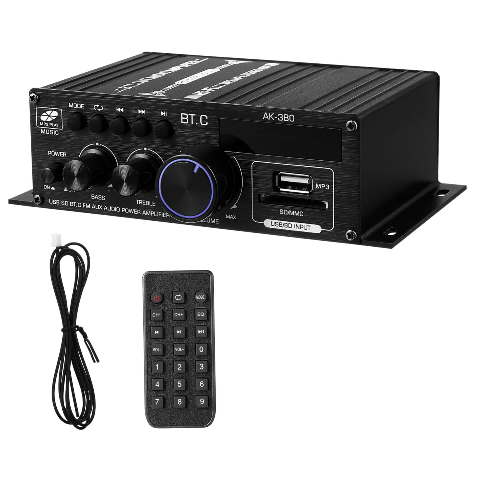 Amplificador Estéreo Doméstico Ak380 12v 40wx2 Inalámbrico