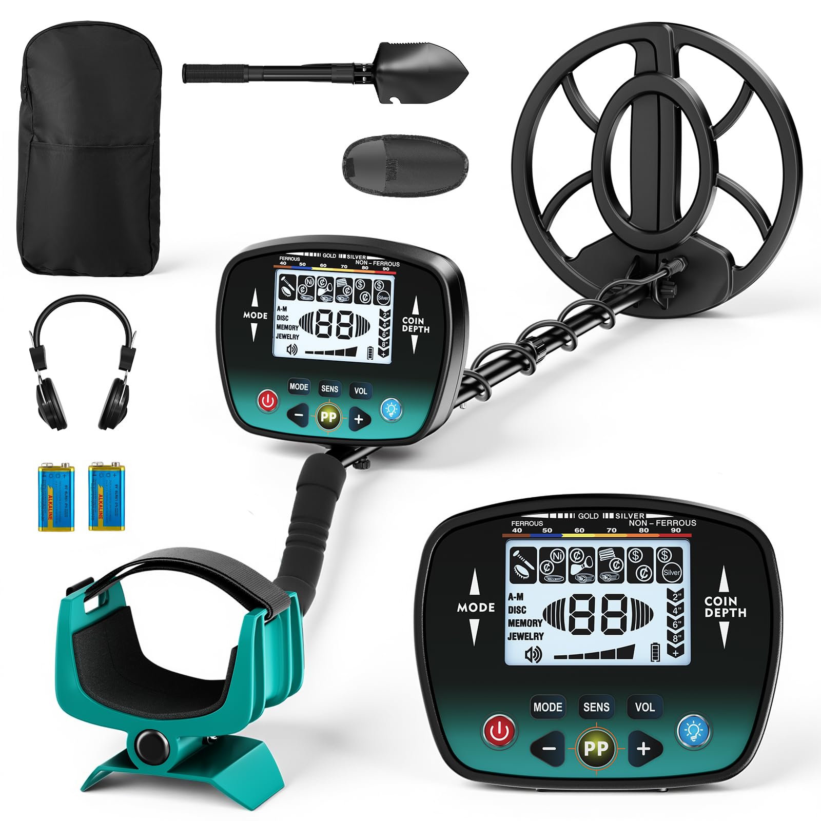 Metal detector per adulti e bambini, 5 modalità, rilevatore d'oro professionale, bobina di ricerca impermeabile IP68 da 26 cm con display LCD, alta sensibilità (TX910)