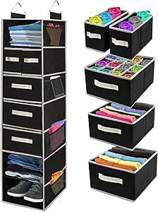 Tidy Zebra Hanging Closet Organizers with Drawers and Storage Shelves, Great Clothes Organizer for Closet, RV Storage, Perfect Organization for College Dorm Room Essentials for Guys, Girls Dorm Room