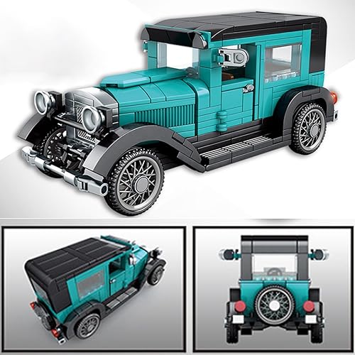 Miniatura 4 de Juego de bloques de construcción de automóviles modelo antiguo clásico, ladrillos de camión coleccionista vintage, compatible con Lego, autos