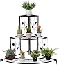 S AFSTAR Corner Plant Stand, 3-Tier Mental Plant Stand, Plant Flower Pot Display Rack, Pot Holder Shelf, Rustproof Ladder Potted Shelf, Outdoor Plant Stands for Patio Garden Yard Balcony Black