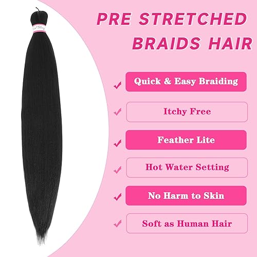 Miniatura 2 de Cabello trenzado preestirado de 30 pulgadas, 6 paquetes de extensiones de cabello trenzado profesional de fibra sintética de ganchillo trenzadas,