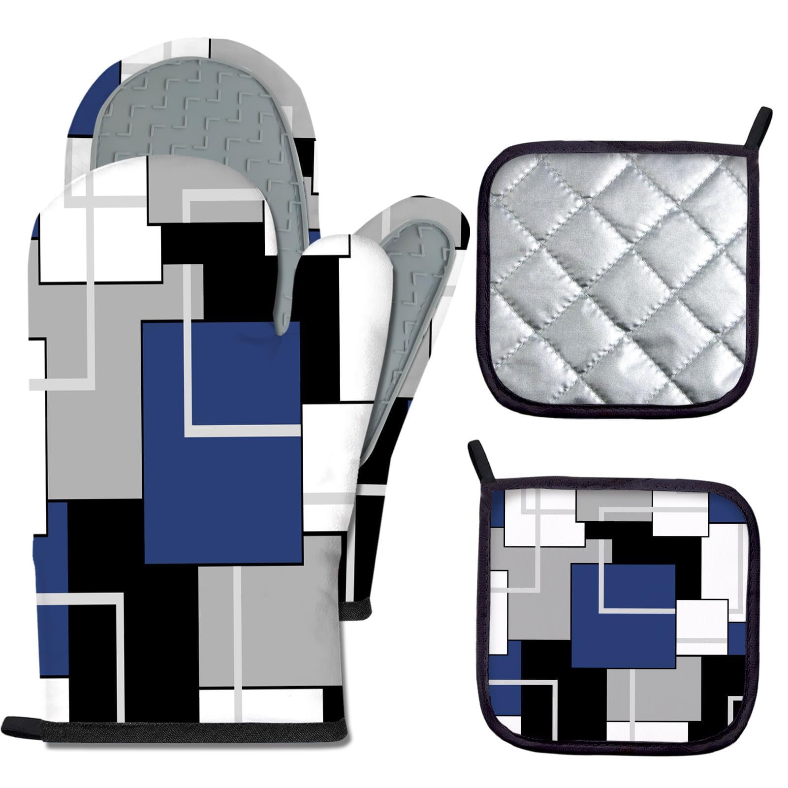 Gants de cuisine MCALK lot de 4 maniques bleu marine pour réussir toutes vos cuissons au four